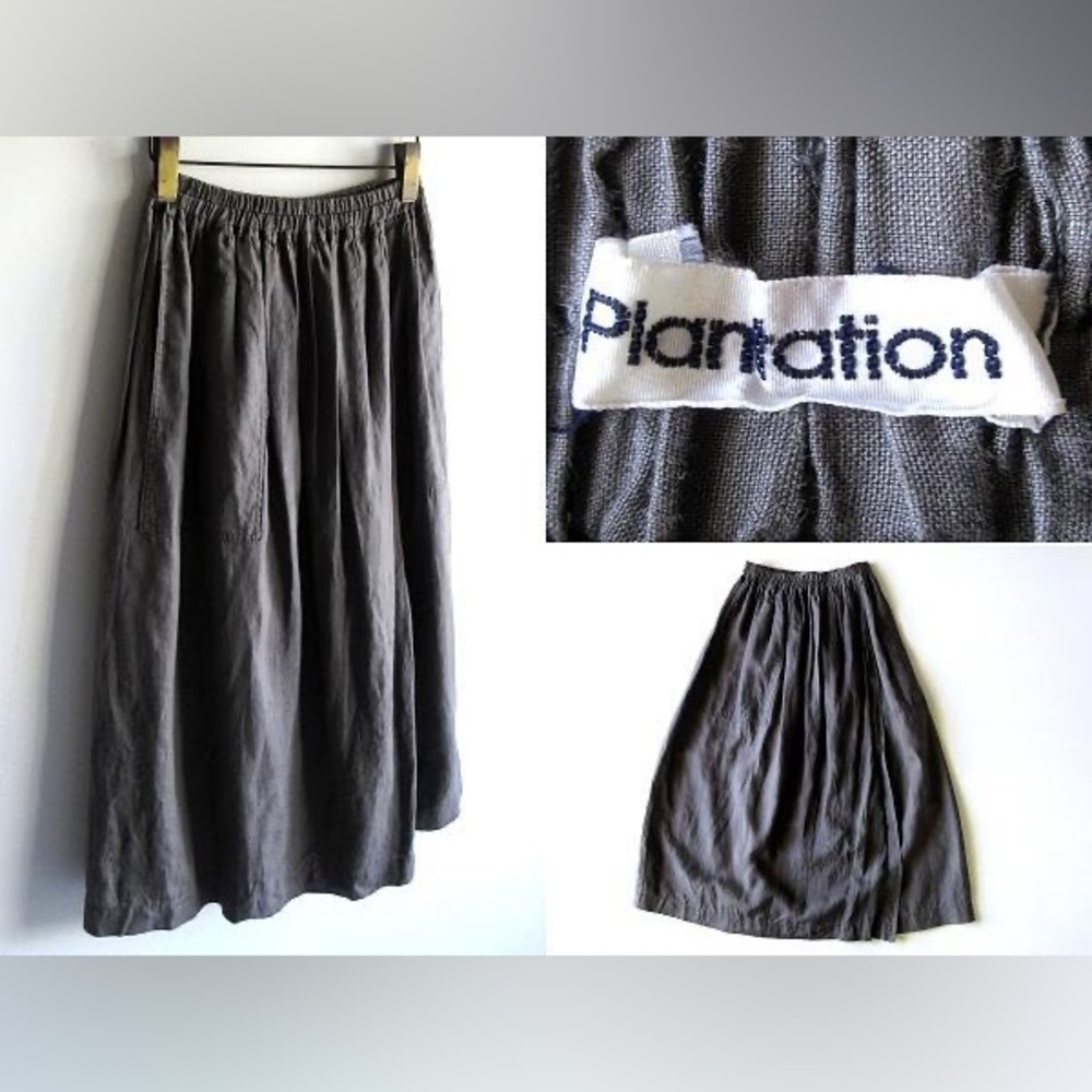 Issey miyake plantation vintage 80s gray linen skirt